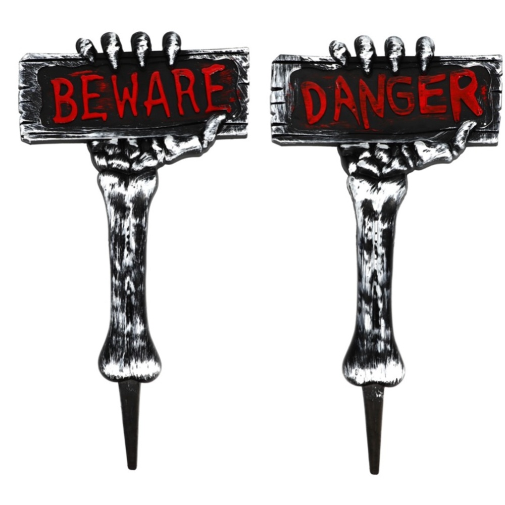 BEWARE DANGER- Spooky Halloween Yard Sticks, 21 in.